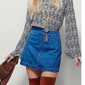Free People Zip To It Denim Mini Skirt